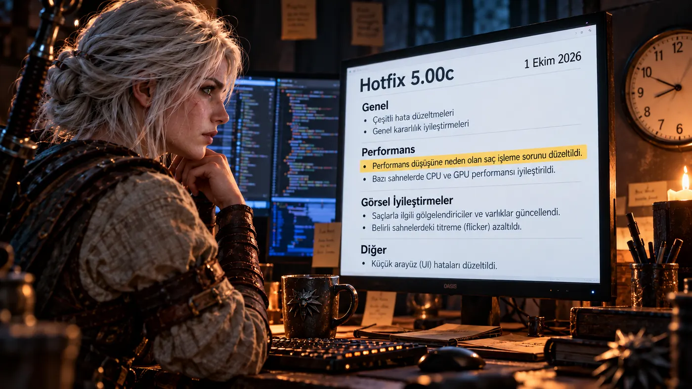 Ekranda saç görselleştirme düzeltmesi vurgulanmış 5.00c yama notları (illüstrasyon)